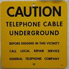 Vtg 1970S ? Caution Telephone Cable Underground Metal Sign General Telephone Co.