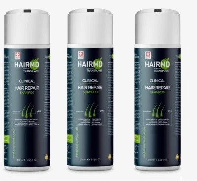 3 LOT HairMD Transplant Clinical Repair Shampo Biotin Shampoo for Hair Growth