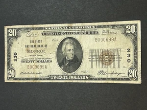 1929 $20 National Currency Note ***Monroe Wisconsin*** US Bill LOW Shipping!!! - Picture 1 of 2