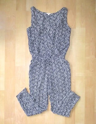 Ella Moss black dots crossbody harem jumpsuit pockets elastic drawstring waist S - Image 1 of 3