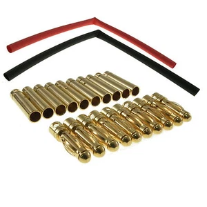 10 pairs 4mm gold-plated bullet (banana) connectors with heatshrink UK Seller - Picture 1 of 1