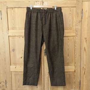 NWT SCOTCH & SODA Plaid Wool Joggers Men's Size 34 x 32 Black Brown Houndstooth - Picture 1 of 10