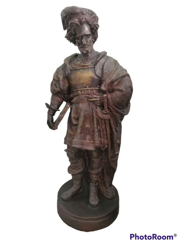 Bronze Vintage Statue of Orlando or French Hero Roland, 44" Tall Sculpture - Image 1 of 1