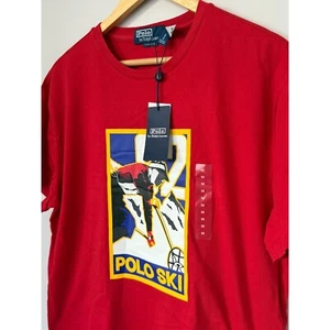 Polo Ralph Lauren Polo Ski Graphic T-Shirt Short Sleeve Red Cotton Medium - Picture 1 of 6