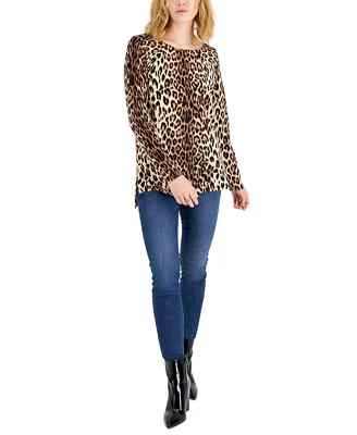Top túnica con estampado de leopardo International Concepts suéter cola de camisa dobladillo talla XL NUEVO CON ETIQUETAS Foto 1 de 4