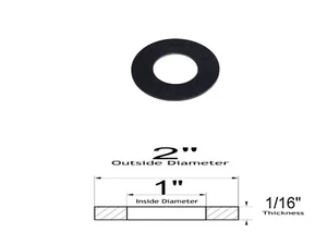 25 Flat Rubber Washers, Ring Seal Gasket Spacer, 2" OD x 1" ID x 1/16" - Picture 1 of 1