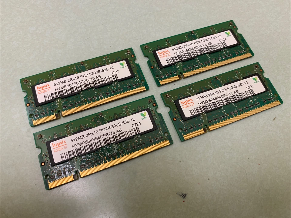 Hynix 2GB (4 x 512MB) RAM 1Rx16 PC2-5300S-555-12 Laptop Memory HYMP564S64CP6-Y5 - Image 1 of 1