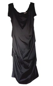 Vestido Gracia Mujer Satén Movible Talla Grande Elastizado Negro Mangas de Gorra Acanalado - Imagen 1 de 12