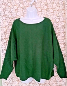 Cyrus Womens 3X Sweater Green Dolman Sleeves Lightweight Cropped Lagenlook - Foto 1 di 7