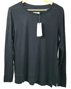 UGG Shirt Women's Medium Quincy Marled Baby Terry Lounge Top Black Size M NWT - Picture 1 of 8