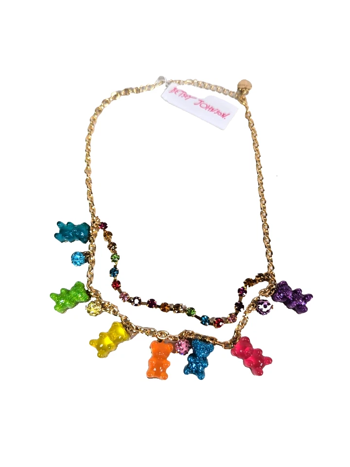 Betsey Johnson Gummy Bear Fireball Necklace With Crystals and Rhinestones