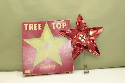 Vintage National Tinsel Mfg. Red Foil Tree Topper. Coil Base - Original Box - Image 1 of 4