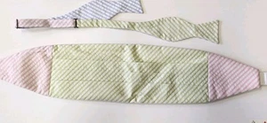 Hand Made Gingham Bowtie And Cummerbund Set #89 Made In The USA - Picture 1 of 4