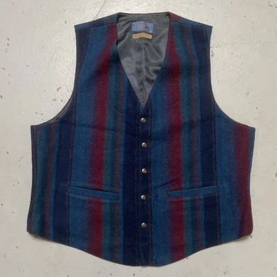 Vintage Pendleton High Grade Western Wear Stripe Wool Vest Aztec Made USA 46 - Image 1 of 4