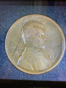 1917-SbLincoln Wheat Cent Detached Lamination And Die Capp? See Pics X-7 - Picture 1 of 6