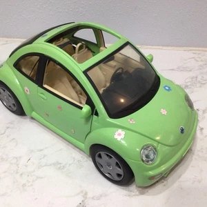 Rare 2000 Mattel Barbie Doll Volkswagen VW Green Beetle Bug Car w/Flower - Picture 1 of 8