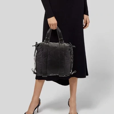 Dries Van Noten Top Handle Quilted Nylon Bag Purse Leather Trim Silver Hardware - Image 1 of 4