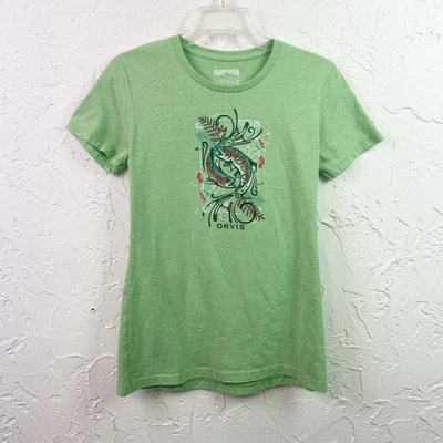 Orvis Green Fish Crewneck Short Sleeve Graphic T-shirt Size Medium - Image 1 of 4