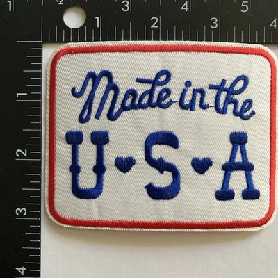 Made in the USA Embroidered Iron On Patch Patriotic Red, White & Blue - Image 1 of 3