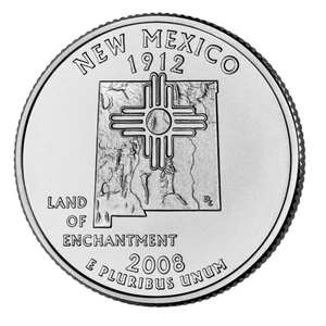 πΊπΈ US State Quarter coin 25 cents, Land of Enchantment, New Mexico, 2008 - Picture 1 of 2