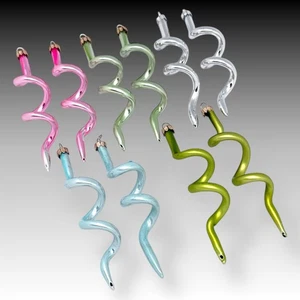 Multicolor Group of 10 PASTEL Blown Glass SWIRLS CHRISTMAS ICICLES ORNAMENTS - Picture 1 of 5