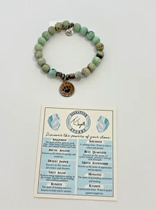 T. Jazelle Turquoise Blue Jasper Pawprint Sterling Silver Charm Bracelet Beaded - Picture 1 of 6