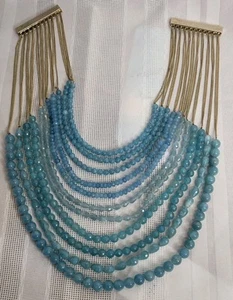 Rosantica Milano Italy Multi Strand Layered Natural Blue Stone Necklace Gold... - Picture 1 of 8