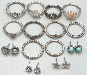 Pandora Sterling Silver Lot Of Jewelry - 29.09 Grams - 14 PCS - Picture 1 of 6