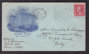 HOTEL UTAH, 1931, SALTLAKE CITY, UTAH - POSTAL HISTORY - Picture 1 of 2