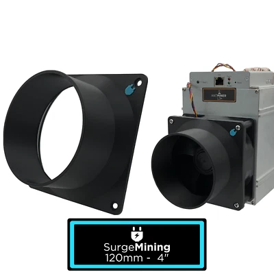 120mm to 4 inch Fan Duct Adapter Intake Exhaust Silencer Crypto ASIC Miner S9 L3 - Image 1 of 3