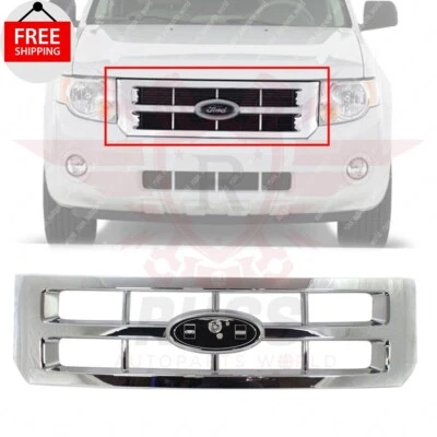 New Front Grille Assembly Chrome Plastic Fits 2008-2012 Ford Escape FO1200488 - Image 1 of 4