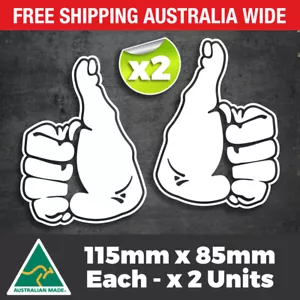 TRUCKERS THUMB Thumbs Up LEFT & RIGHT Set Sticker Decal Trucking 4x4 Car Aussie - Picture 1 of 7