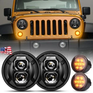 New 2007-2018 For Jeep Wrangler JK 7inch Round LED Headlights Turn Signal Lights - Picture 1 of 14