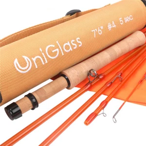 High Grade Orange Fiberglass Fly Rod 3-5sec travel fly fishing rod - Picture 1 of 9