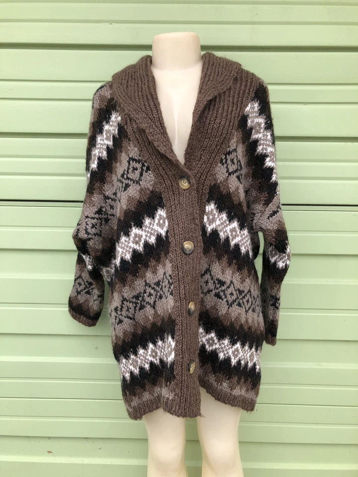 Zara Multicolor Jacquard Cardigan Knit Lapel Collar Long Sleeve Small 3828