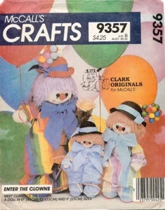 1980's McCall's Clowns Doll Pattern 9357 Size 17" UNCUT - Picture 1 of 3