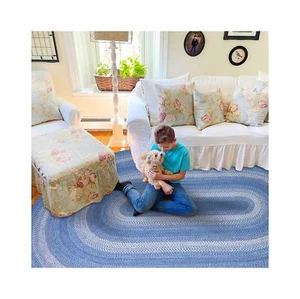Homespice Denim Jute Blue 4x6' Braided Rugs Oval Rugs for Living Room, Bedroo... - Picture 1 of 10