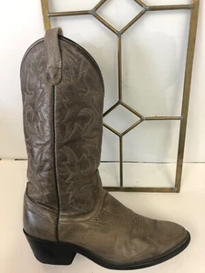 J CHISHOLM GREY LEATHER COWBOY BOOTS MEN'S 8.5 D STYLE 9167 - Picture 1 of 12