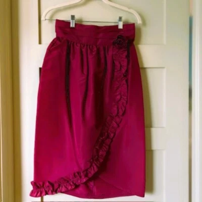 Gunnies by Gunne Sax Vintage Ruffled Size 7 Tulip Hem Skirt Rose / Maroon  - Image 1 of 4