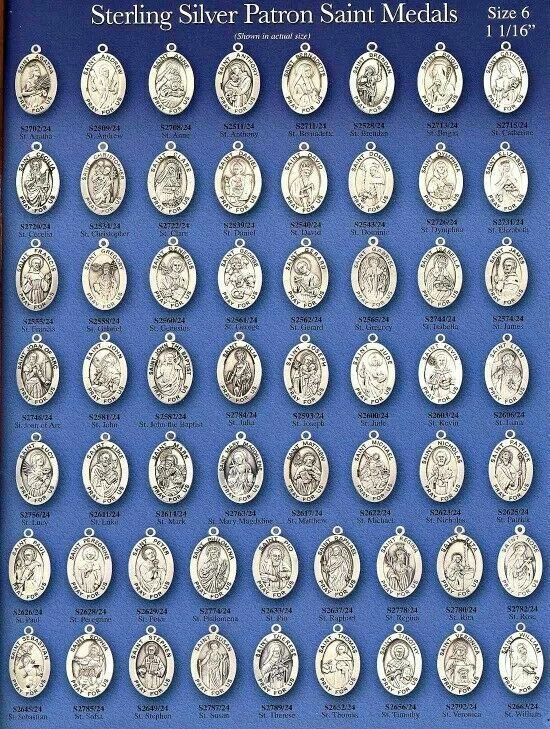 Pewter Patron Saint Oval Medal Necklace Female YOU CHOOSE SAINT - Image 1 of 1