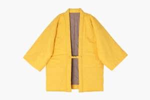 Unagino Nedoko nagomi HANTEN Warm Haori Kimono Jacket One Size Yellow - Picture 1 of 3