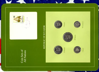 Coin Sets of All Nations Ecuador All 1988 but 50 Sucres 1991 UNC 27DIC93 - Image 1 of 2