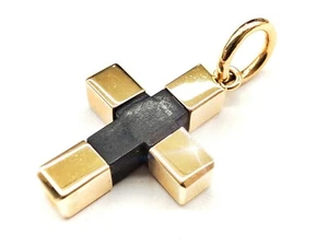 Anhänger KREUZ Kautschuk und 18 kt Gold, für den modernen und sportlichen Mann. 3,2gr - Bild 1 von 5