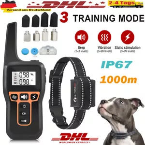 1000M Hund Ausbildung Stromschlag Erziehungshalsband Hunde Vibration Ton e-Shock - Bild 1 von 14