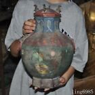 Chinese ancient dynasty Bronze ware painted beauty Wine Vessel Wineware Zun pot
