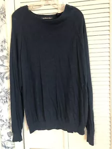 Northern Isles Sweater Silk Cashmere Blend Dark blue Solid Men's XL Crew. - Picture 1 of 7