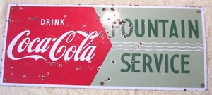 AUTHENTIC COCA COLA FOUNTAIN SERVICE PORCELAIN ENAMEL SIGN SODA ADVERTISING USA - Picture 1 of 18