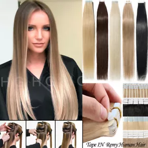 Real Thick 100% Remy Human Hair Tape In Human Hair Extensions Blonde Full Head - Picture 1 of 35
