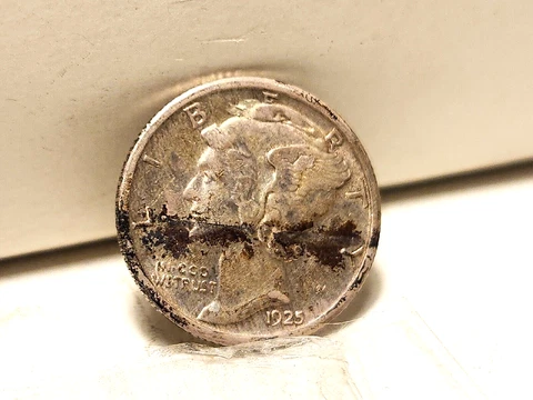 1925-P Mercury Dime 90% Silver Coin XF+ RJT 347 Cover