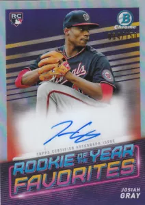 2022 Bowman Chrome Rookie ot Year Favorites Refractors Josiah Gray Auto/150 NMMT - Picture 1 of 2